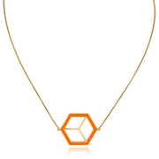 Large Reversible Hex Necklace - Turquoise/Orange - ReRe Corcoran Jewelry