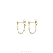 Classic Gigi White earrings, Yellow Gold