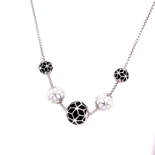 Defi 5-Hex Ball Necklace Silver/Black/White