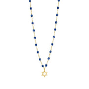 Star of David Necklace, Lapis, Yellow Gold, 16.5"
