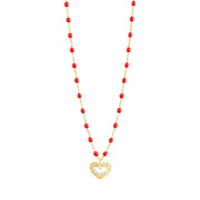 Heart Supreme Classic Gigi Poppy diamond necklace, Yellow Gold, 16.5"