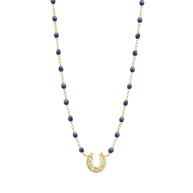 Horseshoe Diamond Midnight necklace, Yellow Gold, 16.5"