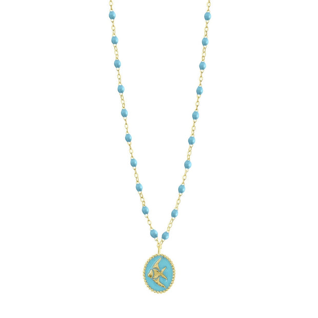 Turquoise Angelfish Necklace, Yellow Gold, 16.5"