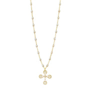 Lace Cross Diamond Necklace, Opal, Rose Gold, 16.5"