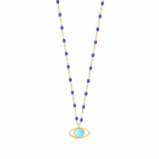 Eye Mini GiGi Bleuet necklace, white gold, 16.5”