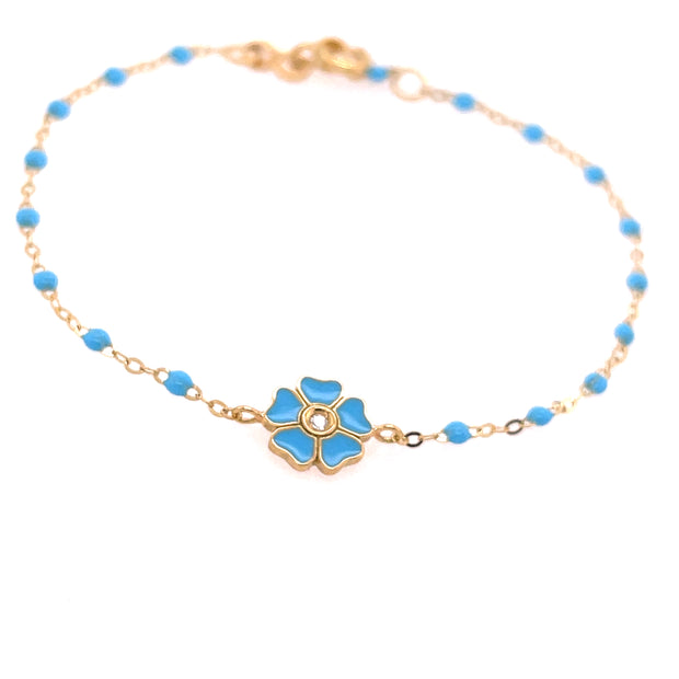 Flower Classic Gigi Turquoise diamond bracelet, Yellow Gold, 6.7"