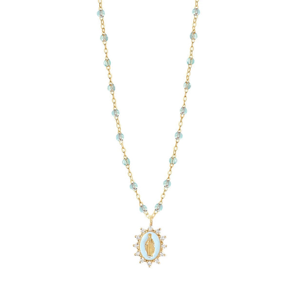 Petite Madone Supreme Sparkle Baby Blue diamond necklace, Yellow Gold, 16.5"