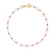 Classic Gigi Pink bracelet, Yellow Gold, 6.7"