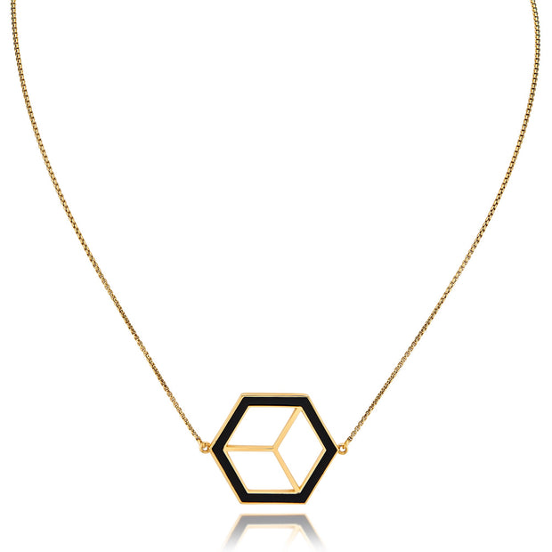 Large Reversible Hex Necklace - Black/White