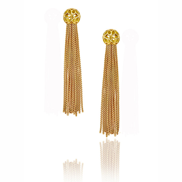 Hex Ball Tassel Earrings - ReRe Corcoran Jewelry