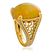 Hex Cocktail Ring w/ Ethiopian Opal and Pavé Diamonds - ReRe Corcoran Jewelry