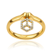 Hex Charm Ring with Pavé Charm - ReRe Corcoran Jewelry