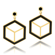 Hex Enamel Earrings - Black - ReRe Corcoran Jewelry