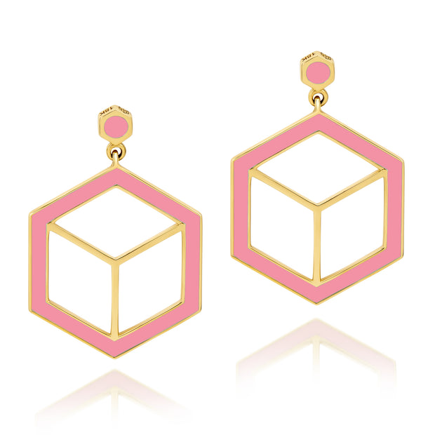 Hex Enamel Earrings - Pink - ReRe Corcoran Jewelry