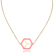 Large Reversible Hex Necklace - Pink/Turquoise - ReRe Corcoran Jewelry