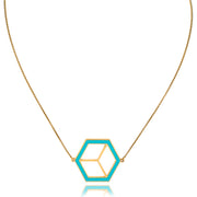 Large Reversible Hex Necklace - Turquoise/Yellow - ReRe Corcoran Jewelry