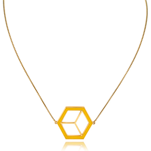 Large Reversible Hex Necklace - Turquoise/Yellow - ReRe Corcoran Jewelry