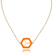 Small Reversible Hex Necklace - Turquoise/Orange - ReRe Corcoran Jewelry