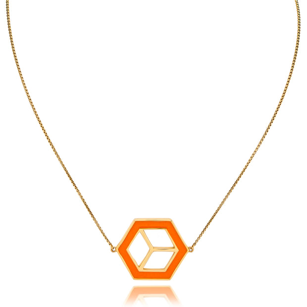 Small Reversible Hex Necklace - Pink/Orange - ReRe Corcoran Jewelry