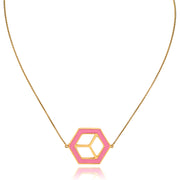 Small Reversible Hex Necklace - Pink/Orange - ReRe Corcoran Jewelry