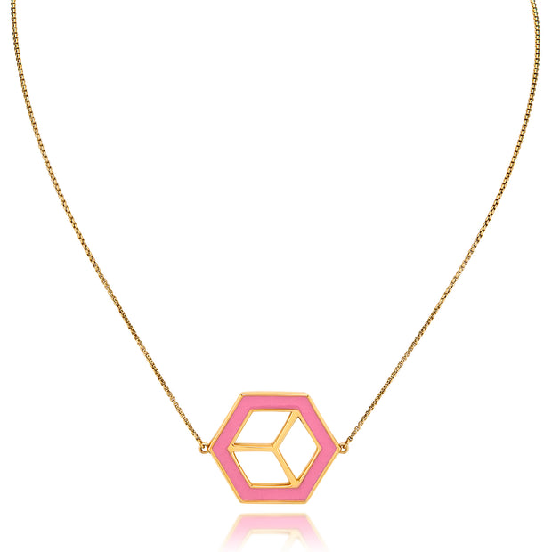 Small Reversible Hex Necklace - Pink/Turquoise - ReRe Corcoran Jewelry