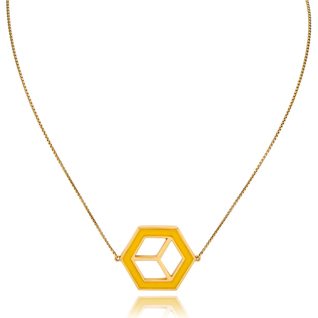Small Reversible Hex Necklace - Turquoise/Yellow - ReRe Corcoran Jewelry