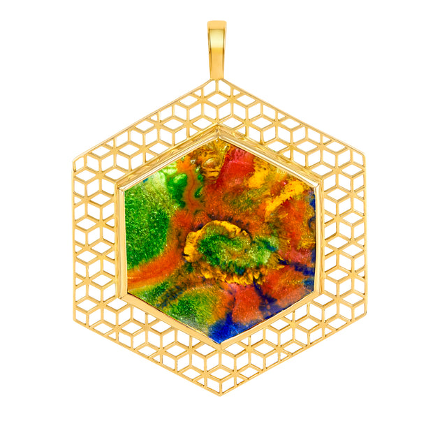 18k Yellow Gold Tie-Dye Pendant - ReRe Corcoran Jewelry