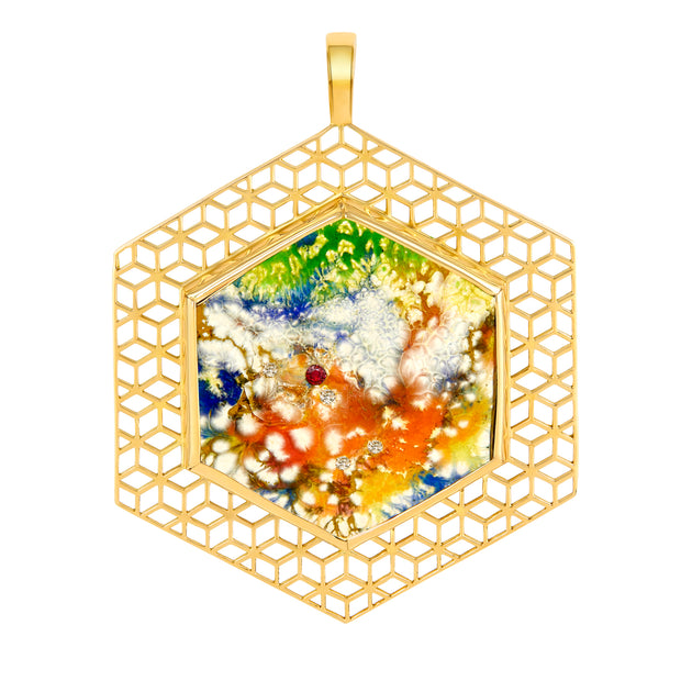 18k Yellow Gold and Diamond Tie-Dye Pendant - ReRe Corcoran Jewelry