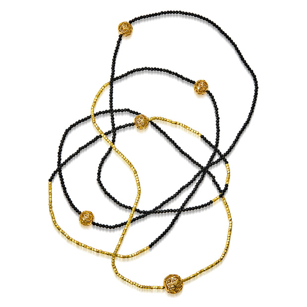 The Code Long Single Strand Necklace, (4 mini "Hex" balls & 1 small) - ReRe Corcoran Jewelry