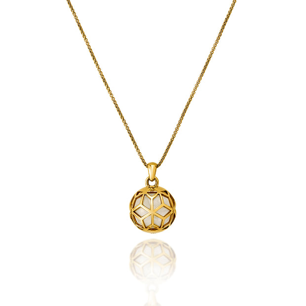 Medium Hex Ball Pendant with Crystal Gemstone - ReRe Corcoran Jewelry