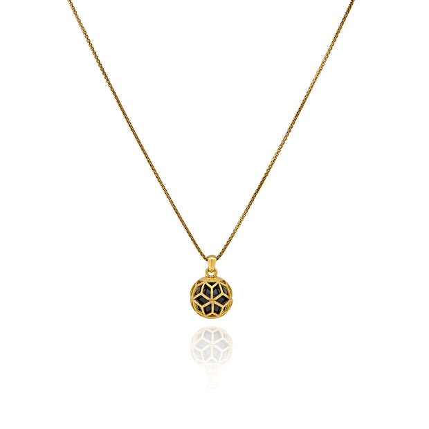 Small Hex Ball Pendant with Black Onyx Gemstone - ReRe Corcoran Jewelry