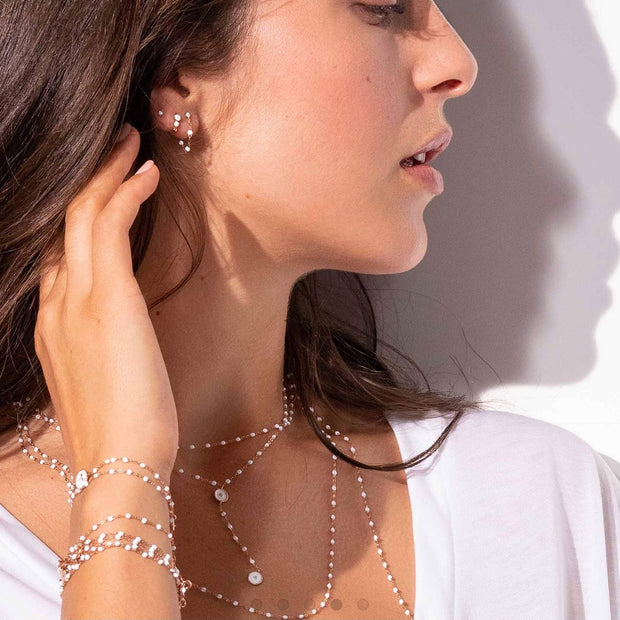 Classic Gigi White earrings, Yellow Gold