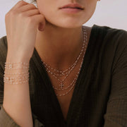 Lace Cross Diamond Necklace, Opal, Rose Gold, 16.5"