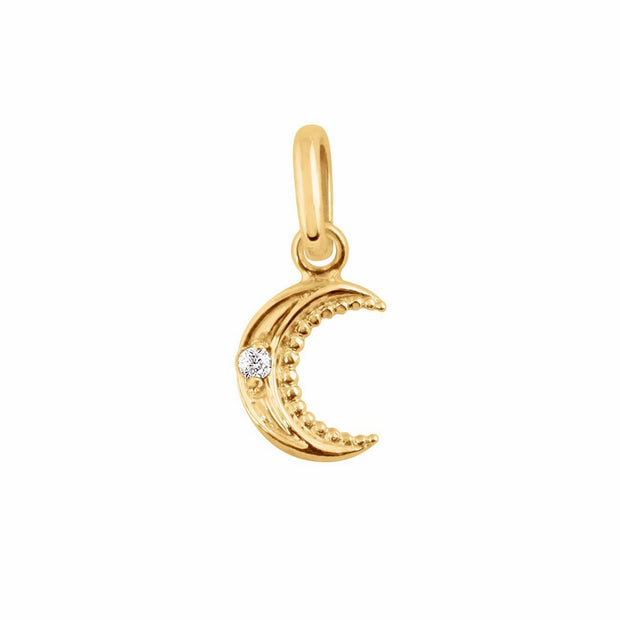 Petite Moon diamond pendant, yellow gold