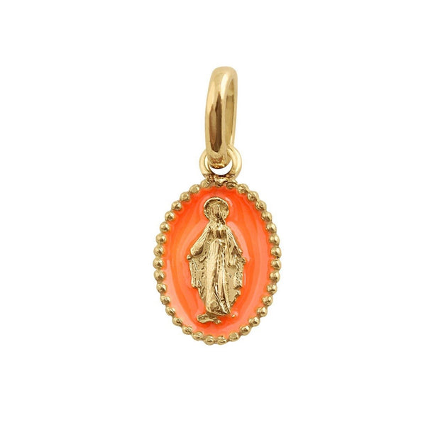 Madone Orange Resin pendant, yellow gold