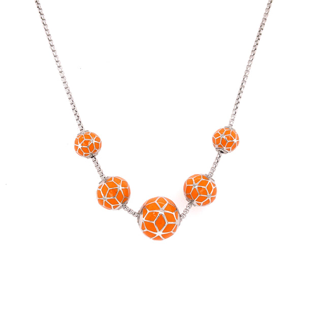 Defi 5-Hex Ball Necklace Silver/Orange