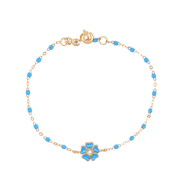 Flower Classic Gigi Turquoise diamond bracelet, Yellow Gold, 6.7"