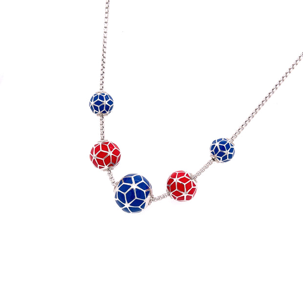 Defi 5-Hex Ball Necklace Silver/Red/Blue