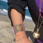 ReRe Wide Purple, Gold Beaded bracelet