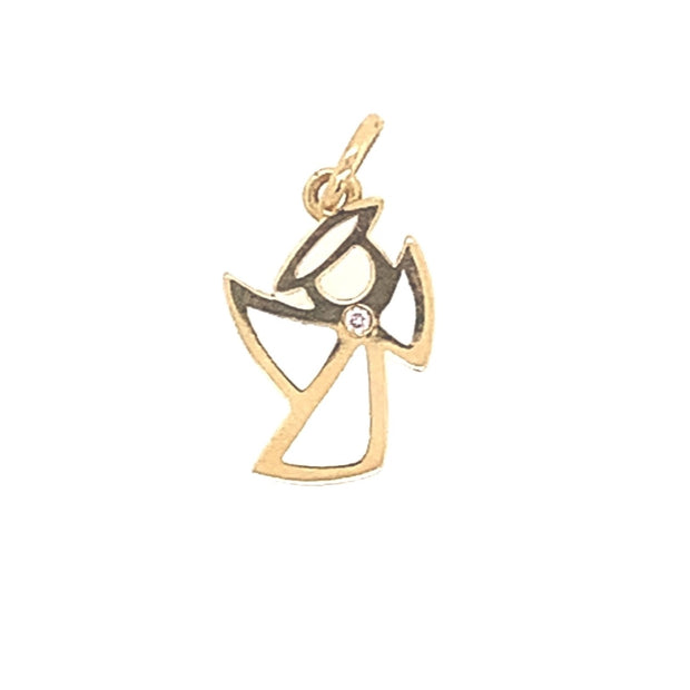 ReRe Medium Gold and Diamond Angel Charm