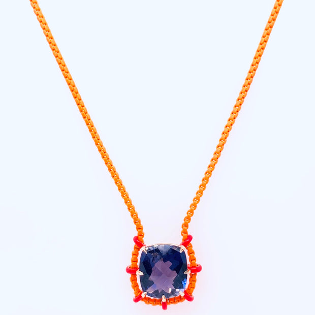Amethyst, Ceramic Colored Chain Necklace