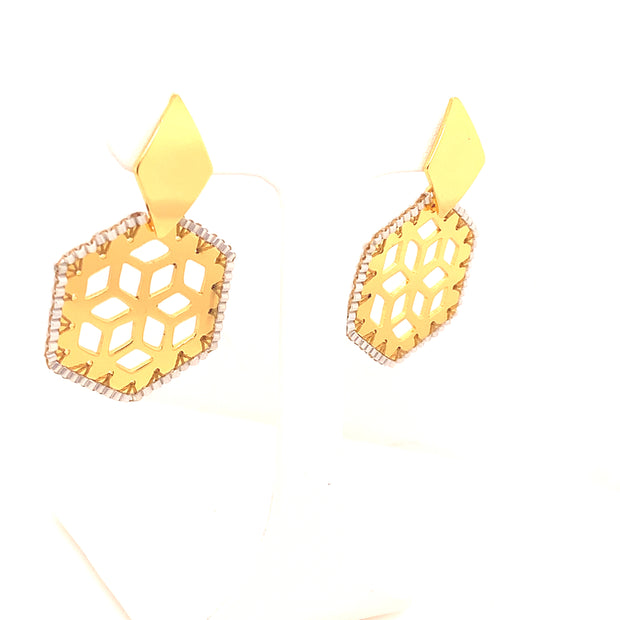 ReRe Gold and White Beaded Statement Earrings