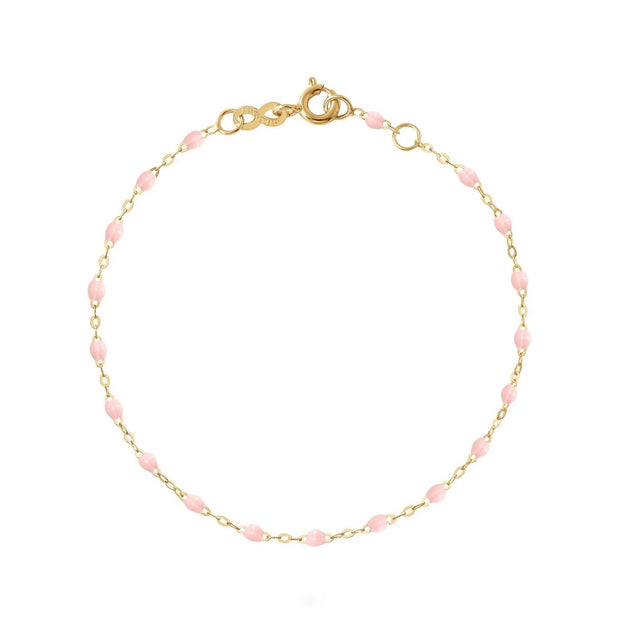Classic Gigi Baby Pink bracelet, Yellow Gold, 6.7"