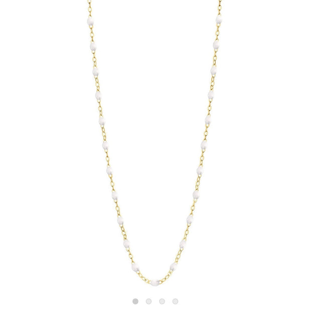 Classic Gigi White necklace, Yellow Gold, 19.7"