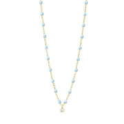 Gigi Supreme Classic 1 Diamond Necklace, Baby Blue, Yellow Gold, 16.5"