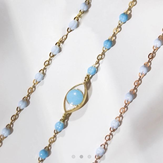 Classic Gigi Baby Blue bracelet, Yellow Gold, 6.7"