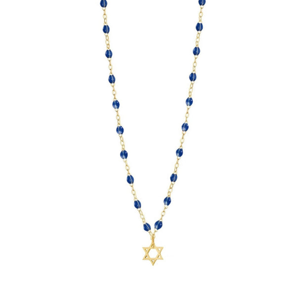 Star of David Necklace, Lapis, Yellow Gold, 16.5"