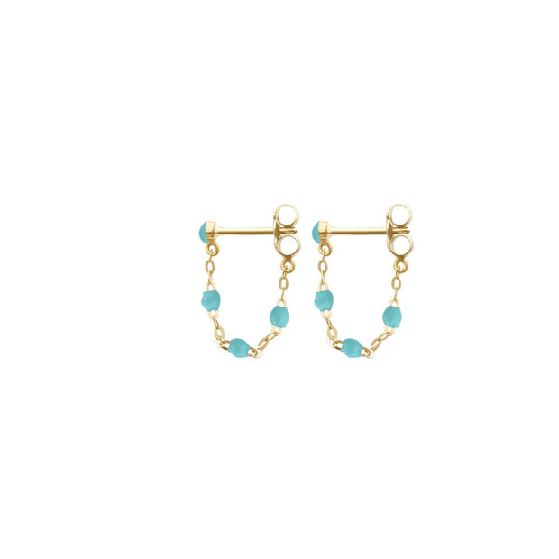 Classic Gigi Turquoise Green earrings, Yellow Gold