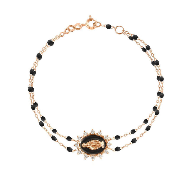 Madone Supreme Black diamonds bracelet, yellow gold, 6.7”