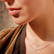 Mini Horseshoe Diamond Poppy necklace, Yellow Gold, 16.5"